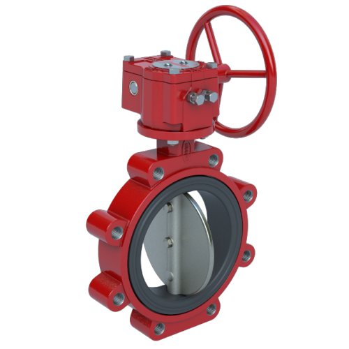 5", Ductile Iron Body, Lug, FKM Seat, 316 SS Disc,  Gear Operator  (For Schedule 40 Piping Only), Butterfly Valve Series 422 0