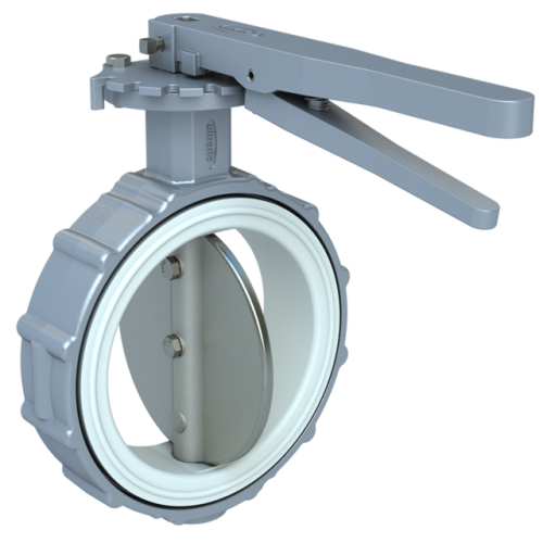 2", Aluminum Body, Wafer, White Buna Seat, 316 SS Disc,  Handle, Butterfly Valve Series 400 0