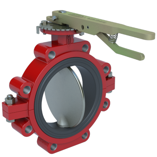 4", Ductile Iron Body, Lug, Carboxylated Nitrile Seat, One Piece Disc/Stem 316 SS,  Ductile Iron Handle, Butterfly Valve Series 393 0