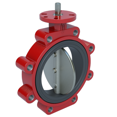 4", Nodular Iron Body,Lug, Nitrile Seat, 316 Disc, 17-4 Stem, Bare Stem, 50 psi Pressure Rating, Temp Range: -20°F to 275°F,Ultraflo Series 422 0
