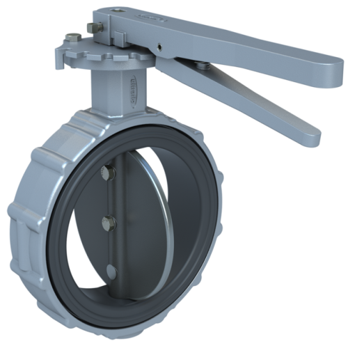 2", Aluminum Body, Wafer, Carboxylated Nitrile Seat, Ductile Iron Disc,  Handle, Butterfly Valve Series 400 0