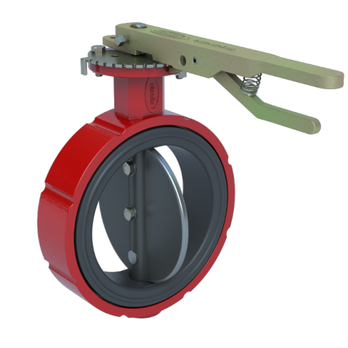 2", Cast Iron Body, Wafer, Carboxylated Nitrile Seat, Ductile Iron Disc,  Handle, Butterfly Valve Series 400 0