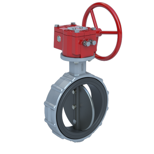 8", Aluminum Body, Wafer, EPDM Seat, Ductile Iron Disc,  Gear Operator  (For Schedule 40 Piping Only), Butterfly Valve Series 400 0