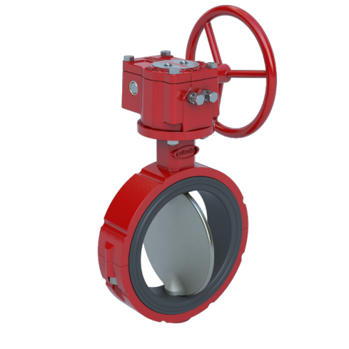 2", Cast Iron Body, Wafer, Buna Seat, One Piece Disc/Stem 316 SS,  Gear Operator, Butterfly Valve Series 399 0