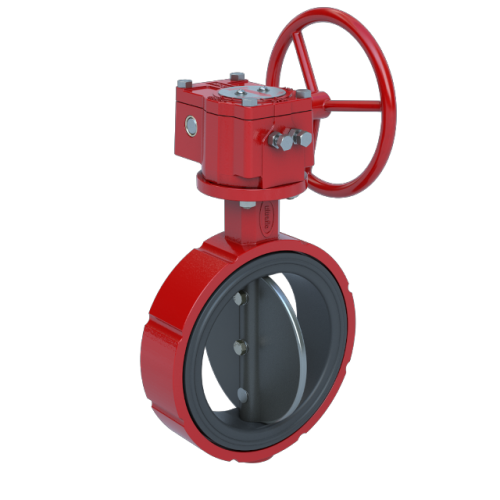 6", Cast Iron Body, Wafer, Buna Seat, Ductile Iron Disc,  Gear Operator  (For Schedule 40 Piping Only), Butterfly Valve Series 400 0