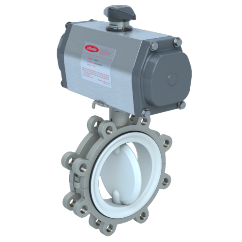 10", SS 316 Body, Lug, PTFE/EPDM Seat, PTFE/17-4PH Disc,  Fail Close Pneumatic Actuator (Sized@60 psi), Butterfly Valve Series 392 0