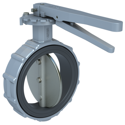 2", Aluminum Body, Wafer, Carboxylated Nitrile Seat, 316 SS Disc,  Handle, Butterfly Valve Series 400 0