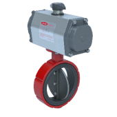 10" Butterfly Valve Series 400 Wafer Cast Iron Body, Ductile Iron Disc with EPDM Seat: Double Acting Pneumatic Actuator  (For Schedule 40 Piping Only)(Sized@60 psi)
