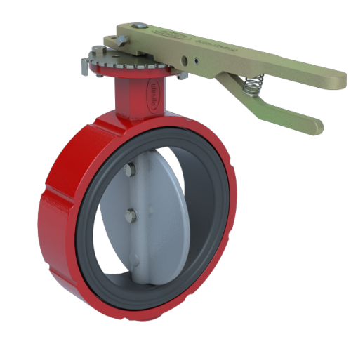 2", Cast Iron Body, Wafer, Carboxylated Nitrile Seat, Nylon/DI Disc,  Handle, Butterfly Valve Series 400 0