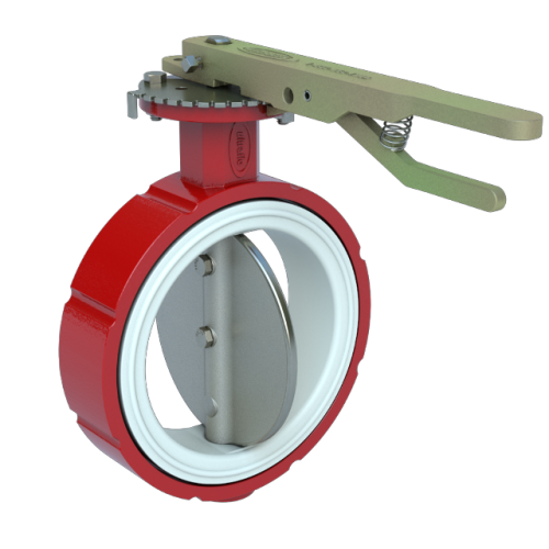 2", Cast Iron Body, Wafer, White Buna Seat, 316 SS Disc,  Handle, Butterfly Valve Series 400 0